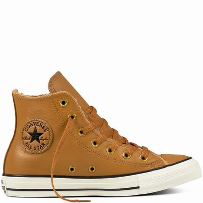 Converse Chuck Taylor All Star Leather And Faux Fur High Tops Womens - Brown Shoes (615FRNSC)